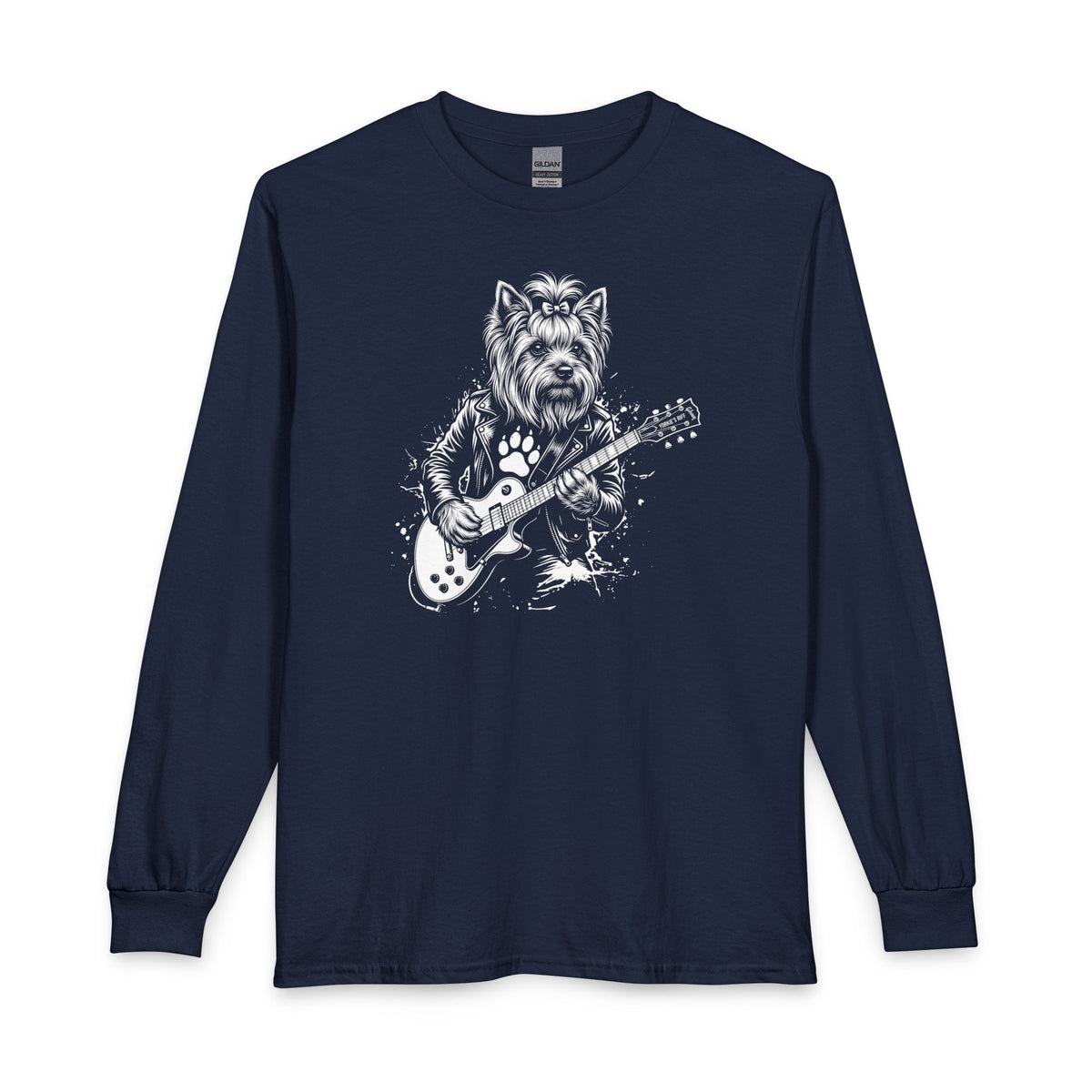 Yorkshire Terrier Guitar Long Sleeve Navy