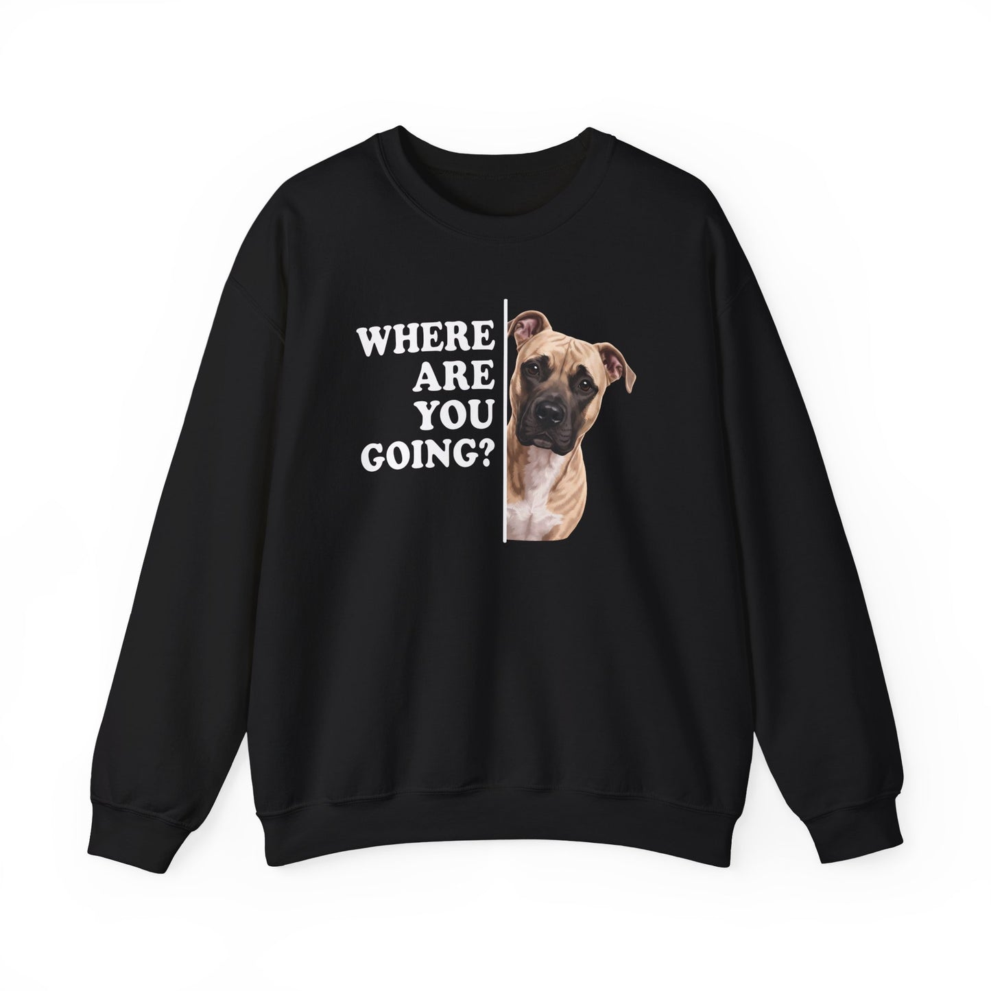 Pitbull Fawn Where Are You Going Crewneck Sweatshirt