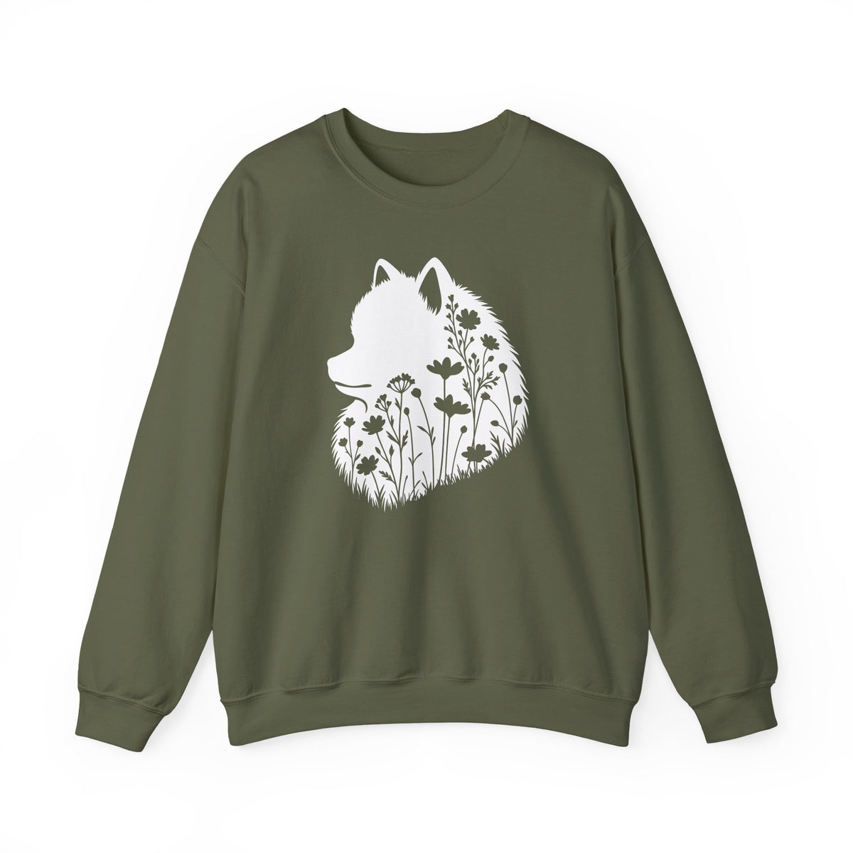 Pomeranian Flowers Crewneck Sweatshirt