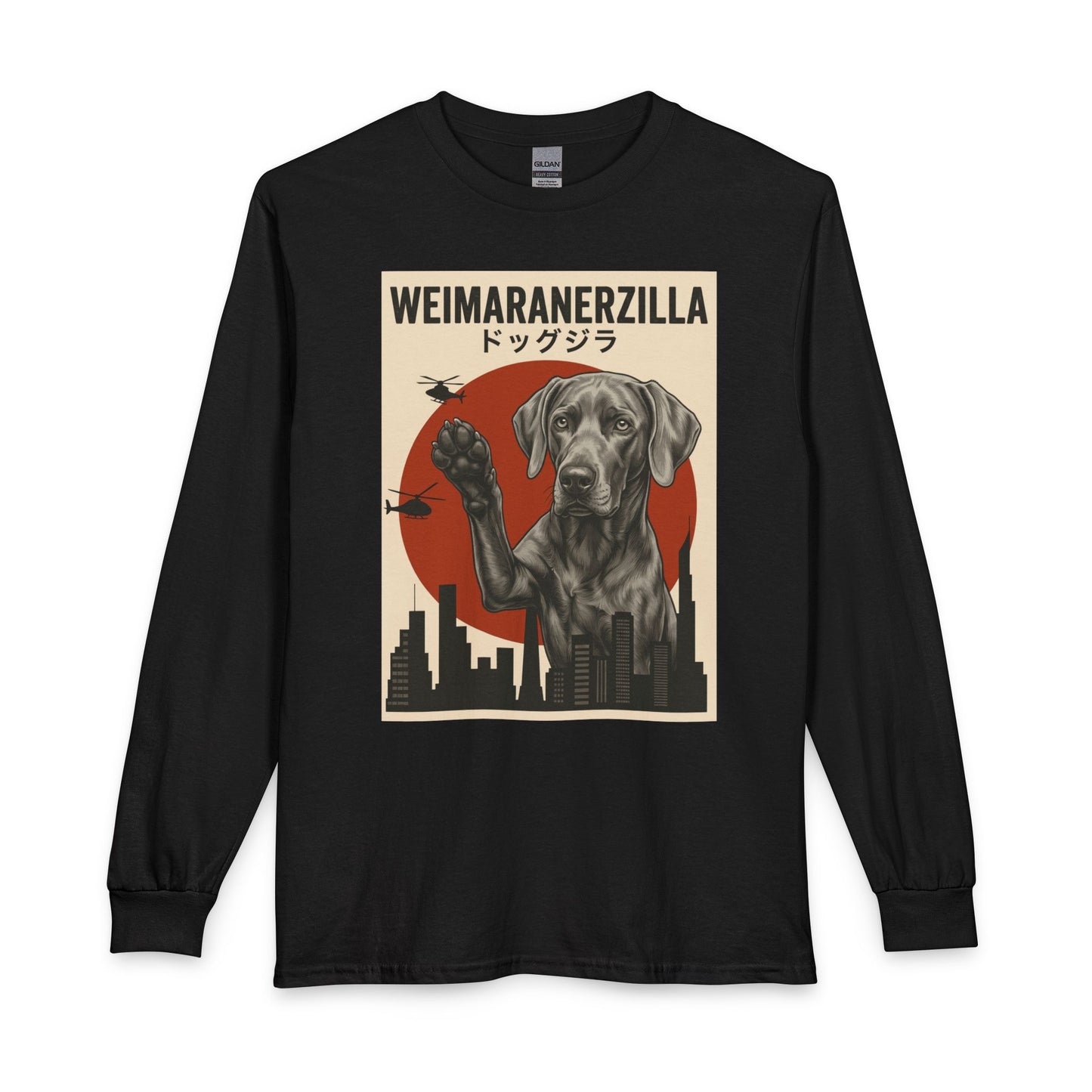 Weimaraner Weimaranerzilla Long Sleeve Black