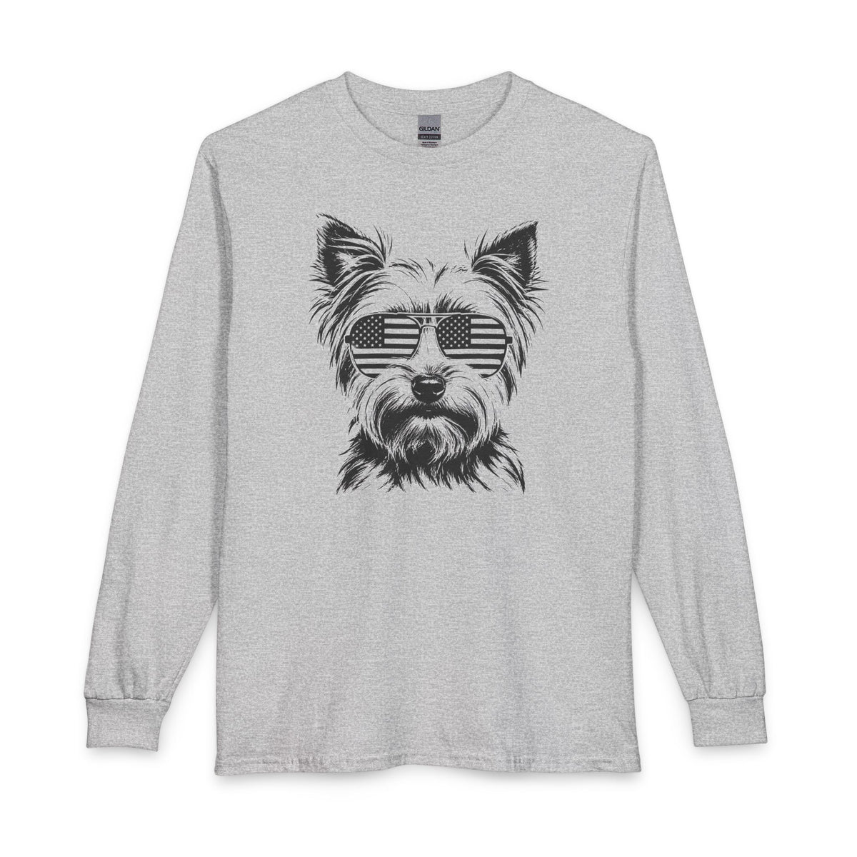 Yorkshire Terrier Flag Shades Long Sleeve Sport Grey