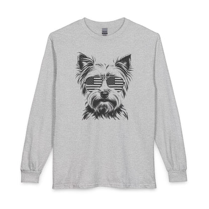Yorkshire Terrier Flag Shades Long Sleeve Sport Grey