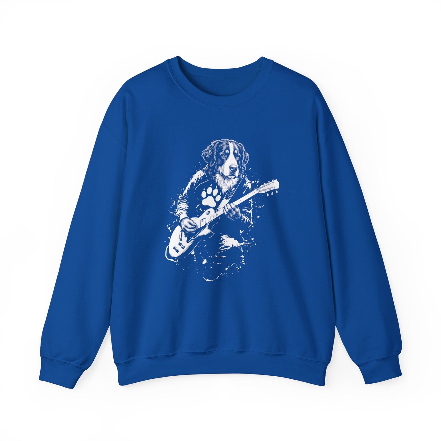 Bernese Mountain Dog Guitar Crewneck Sweatshirt Royal
