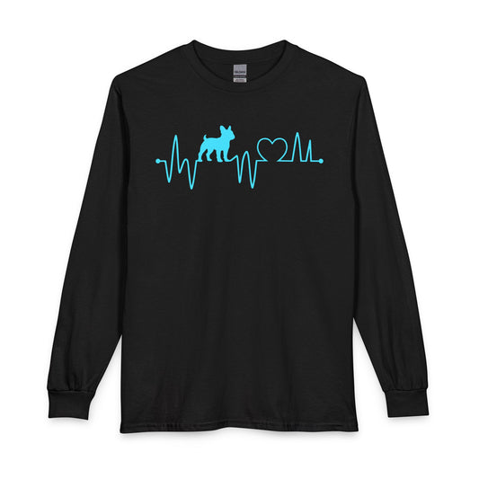 French Bulldog Heartbeat Long Sleeve Black