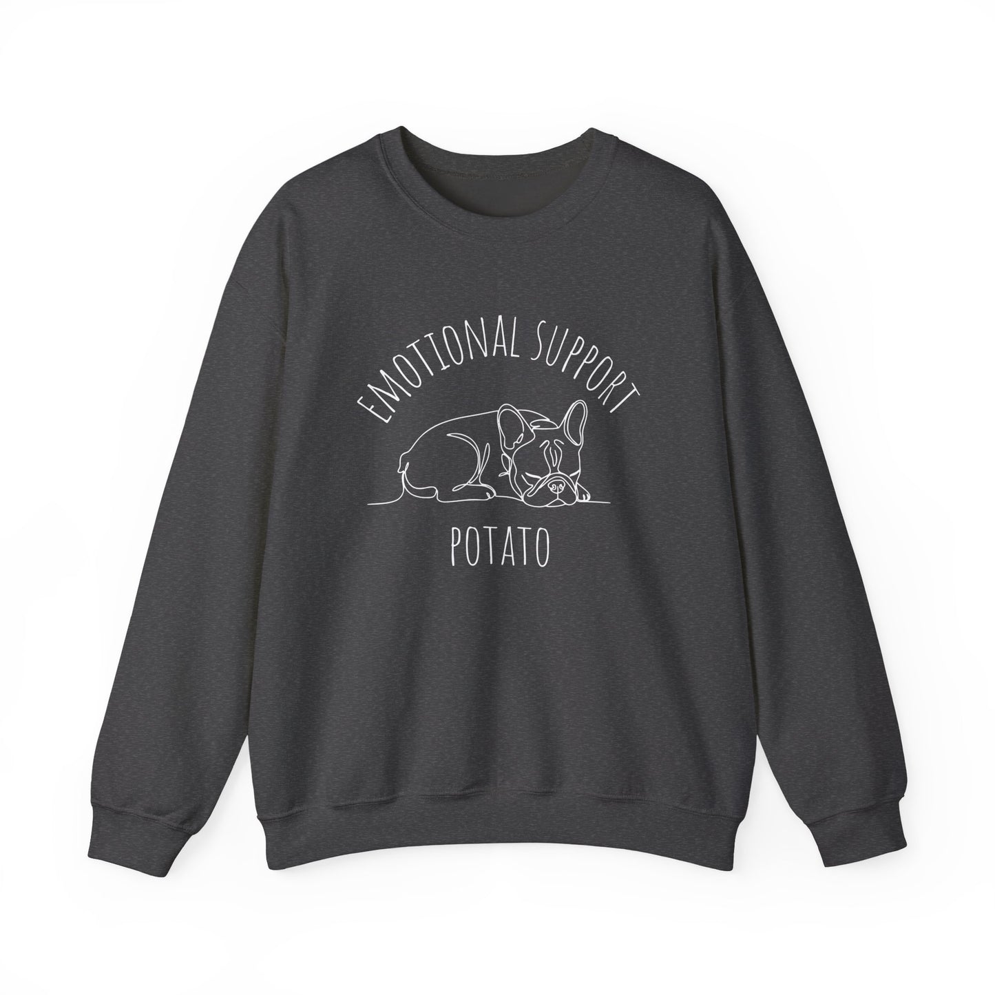 Emotional Support Potato Crewneck Sweatshirt Dark Heather