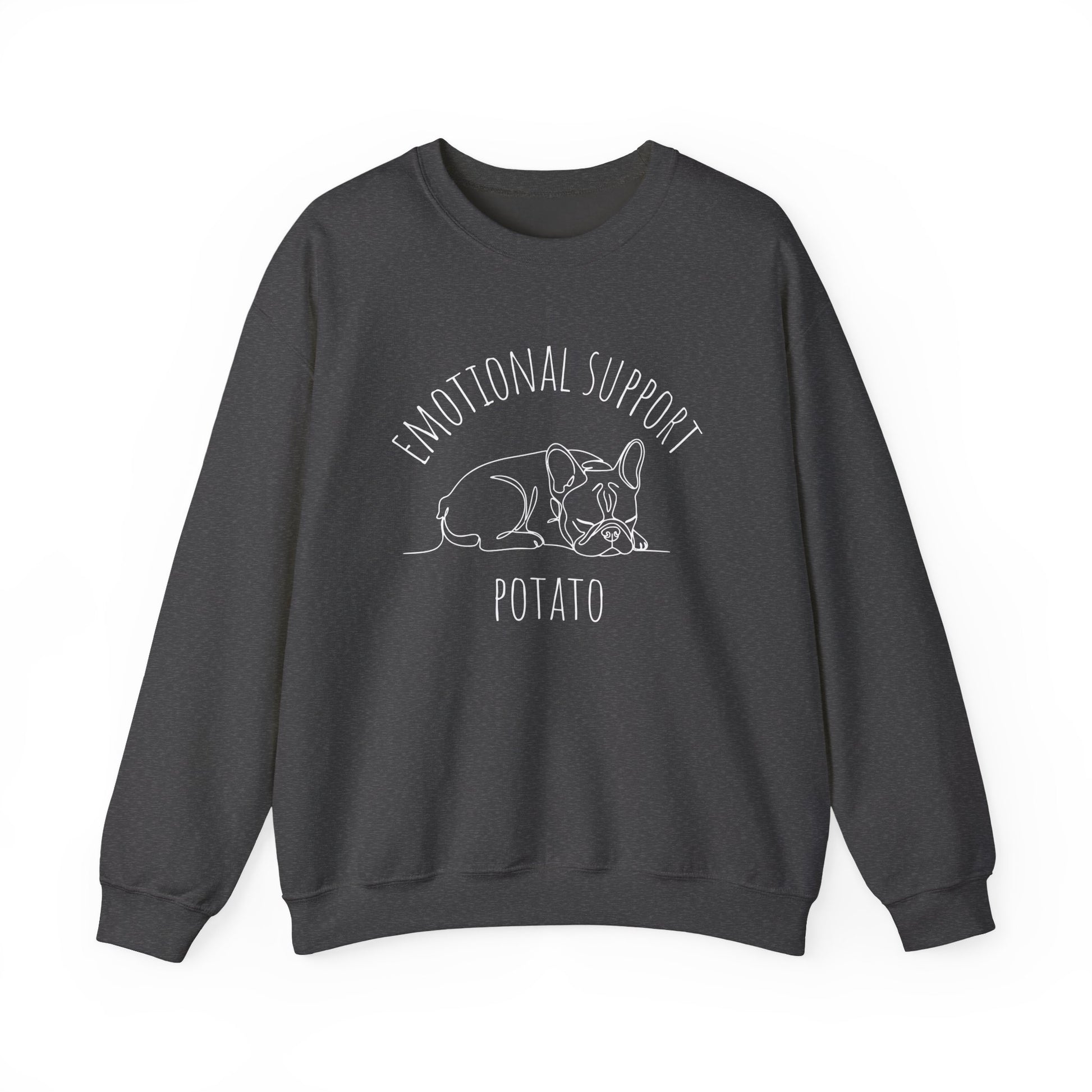 Emotional Support Potato Crewneck Sweatshirt Dark Heather