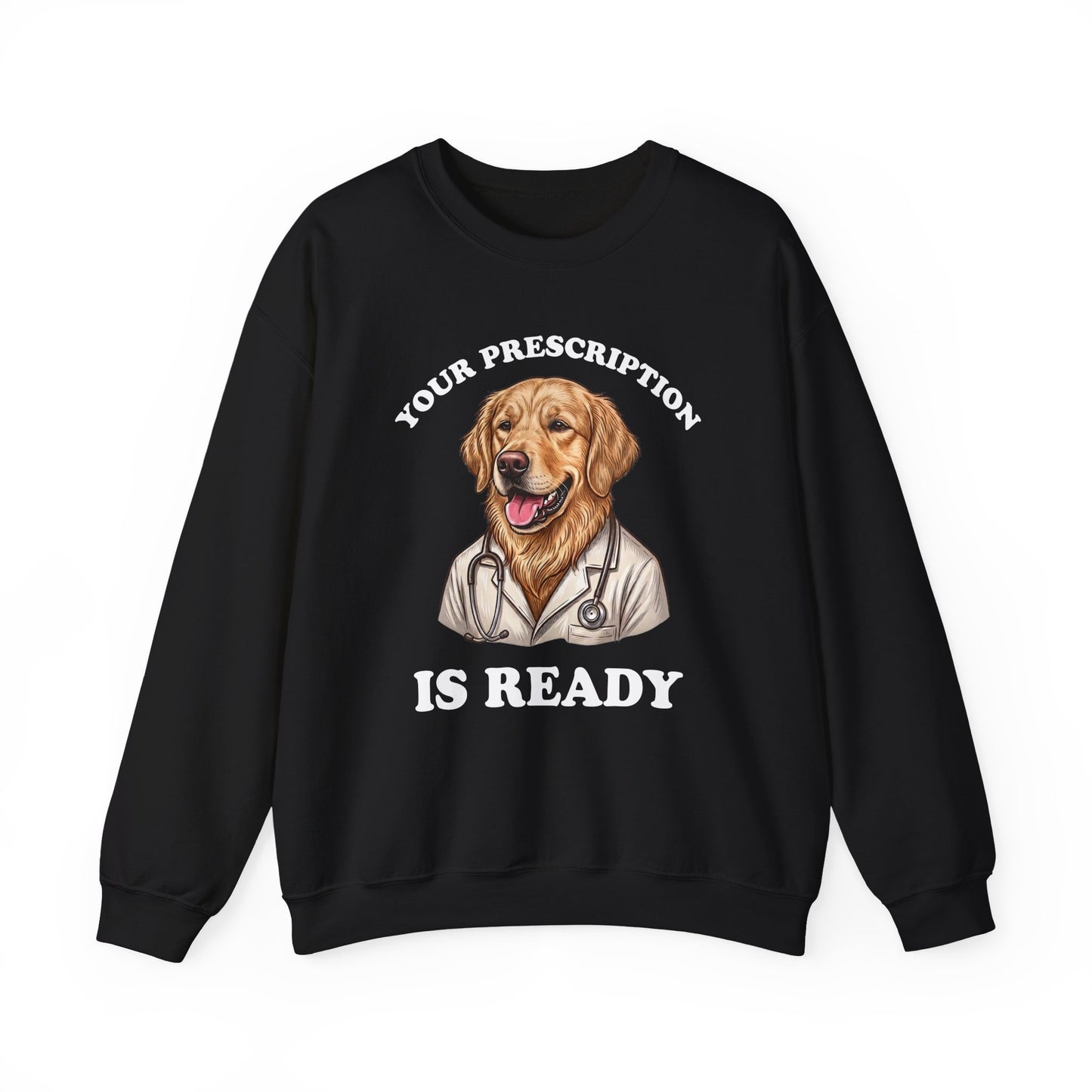 Therapy Golden Retriever Crewneck Sweatshirt Black