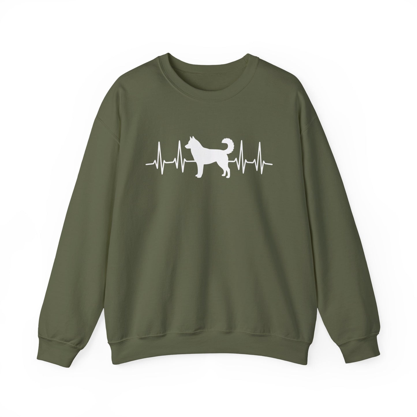 Husky Heartbeat Crewneck Sweatshirt Military Green