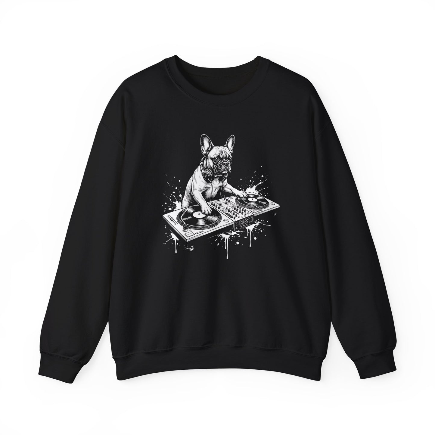 French Bulldog DJ Crewneck Sweatshirt Black
