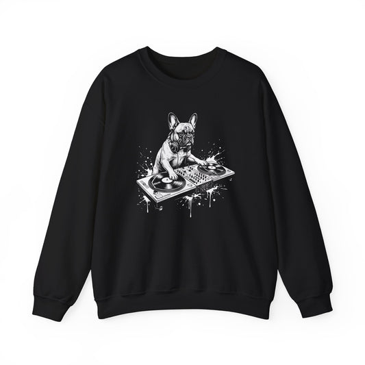 French Bulldog DJ Crewneck Sweatshirt Black