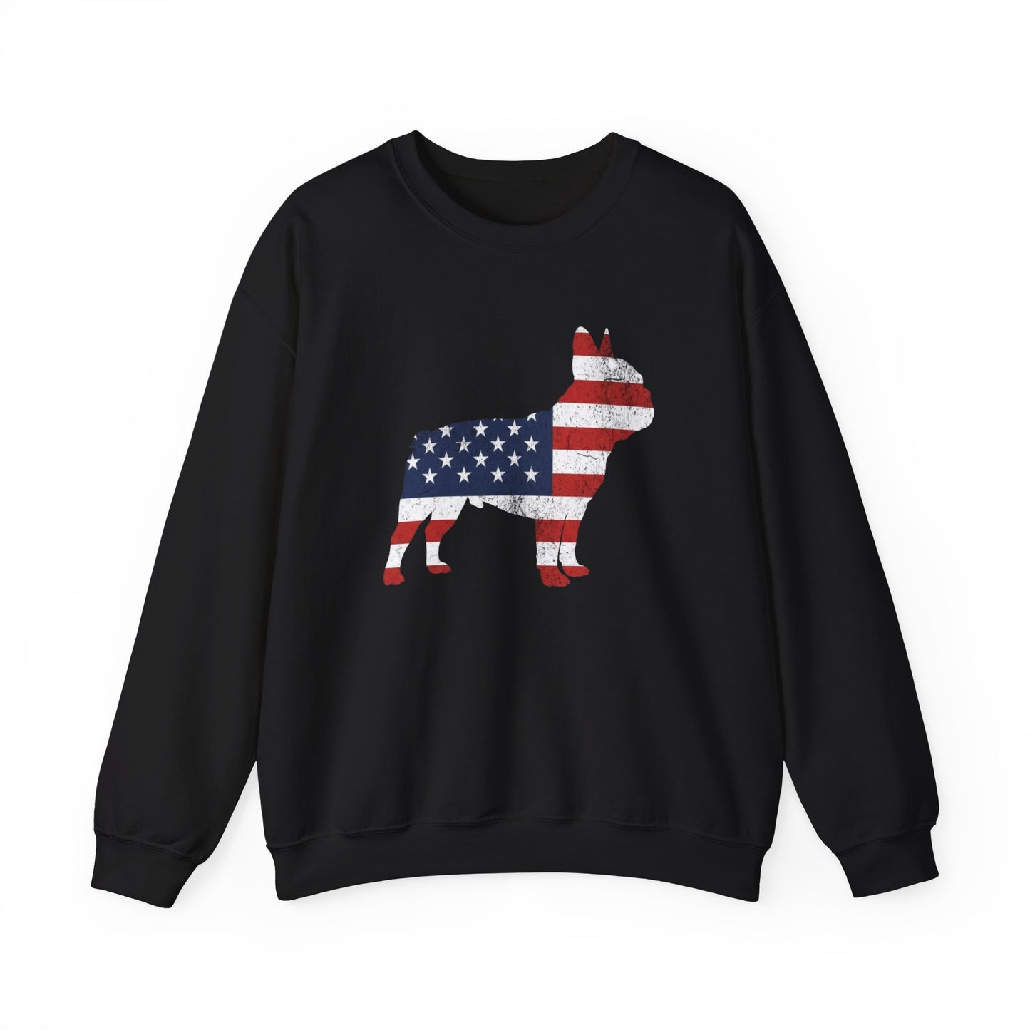 French Bulldog Silhouette USA Crewneck Sweatshirt Black
