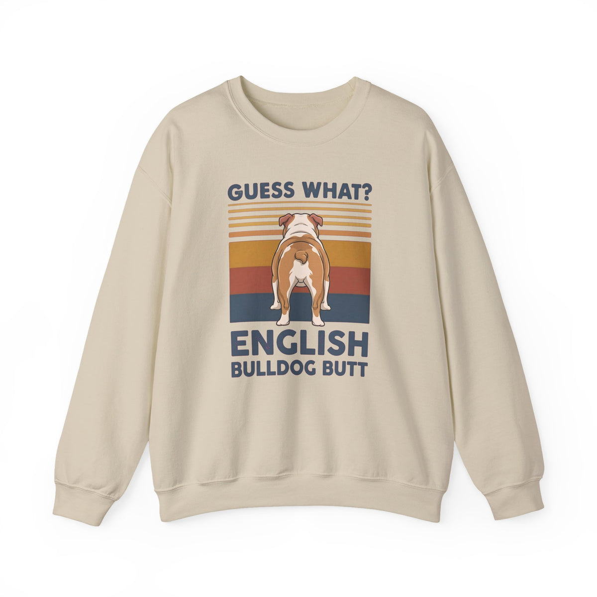 English Bulldog Butt Crewneck Sweatshirt Sand