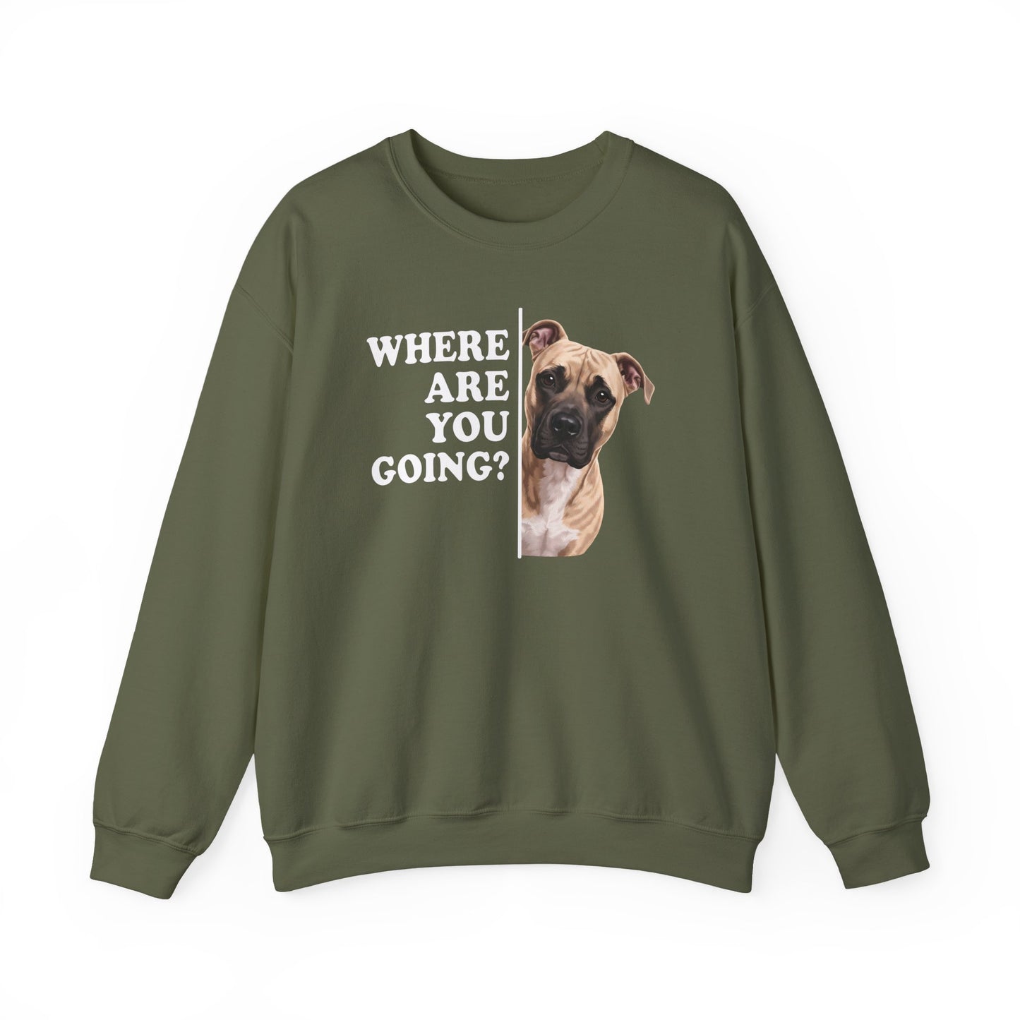 Pitbull Fawn Where Are You Going Crewneck Sweatshirt