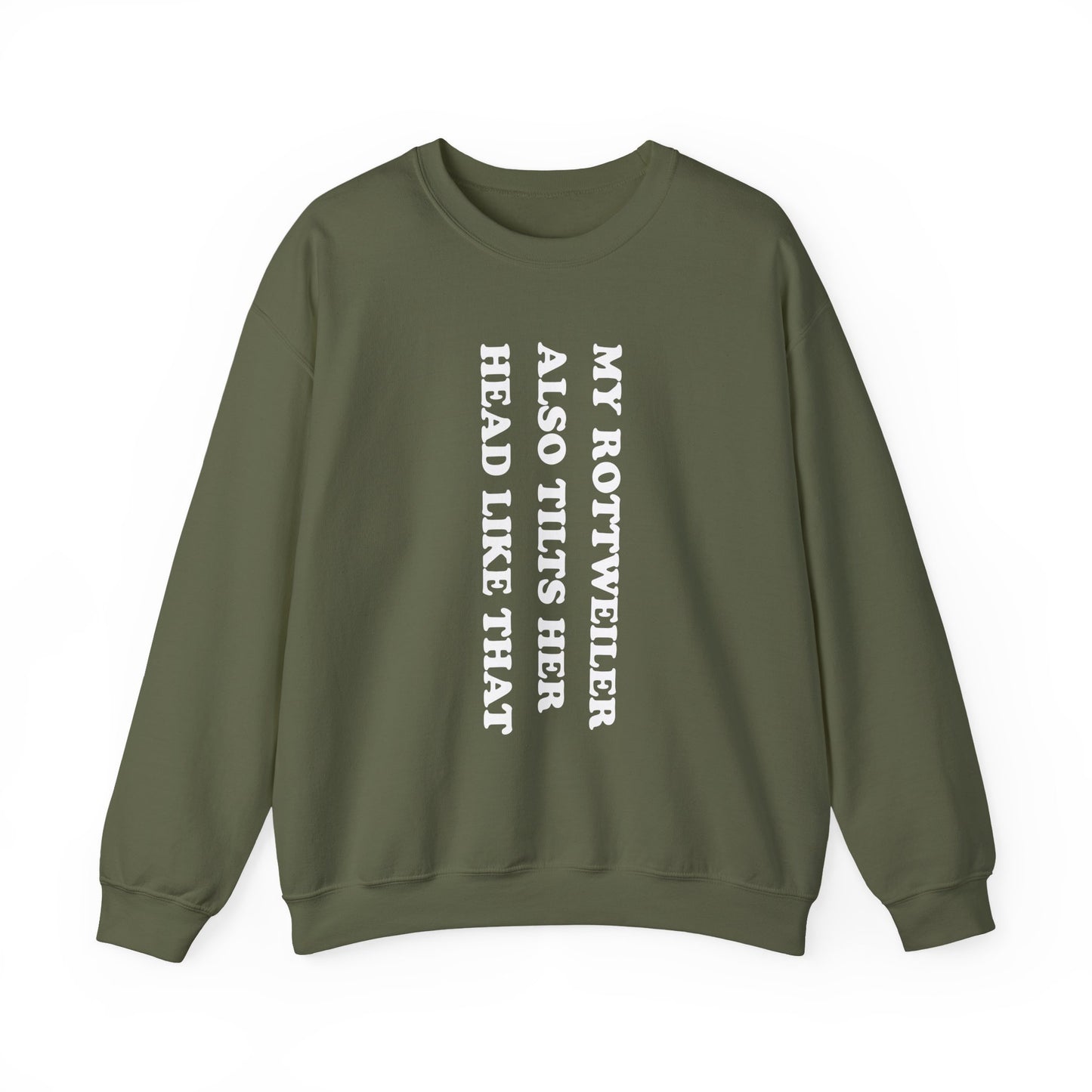 Rottweiler Tilts Her Head Crewneck Sweatshirt