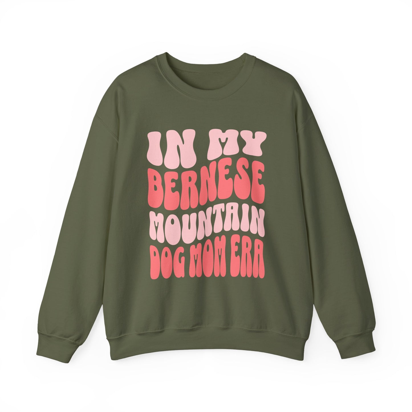 Bernese Mountain Dog Mom Crewneck Sweatshirt Military Green