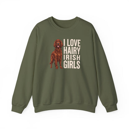 Irish Setter Hairy Girls Crewneck Sweatshirt
