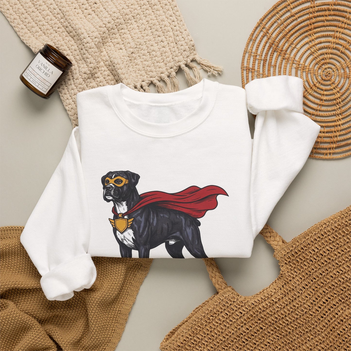 Black Boxer Superhero Crewneck Sweatshirt