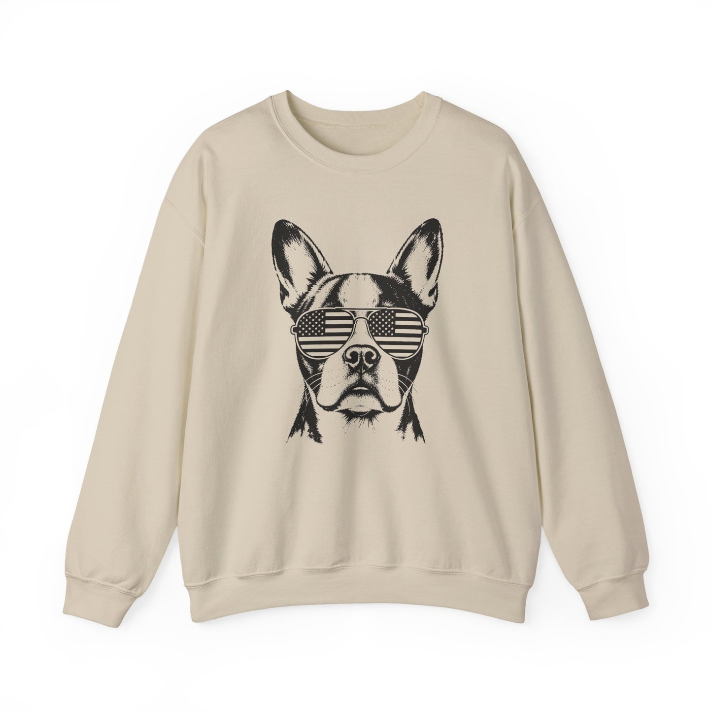 Boston Terrier Flag Shades Crewneck Sweatshirt