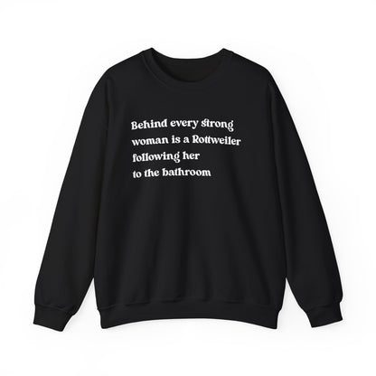 Rottweiler Strong Woman Crewneck Sweatshirt