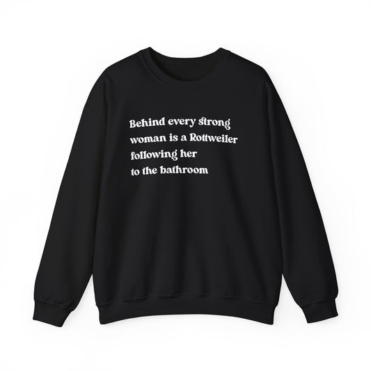 Rottweiler Strong Woman Crewneck Sweatshirt