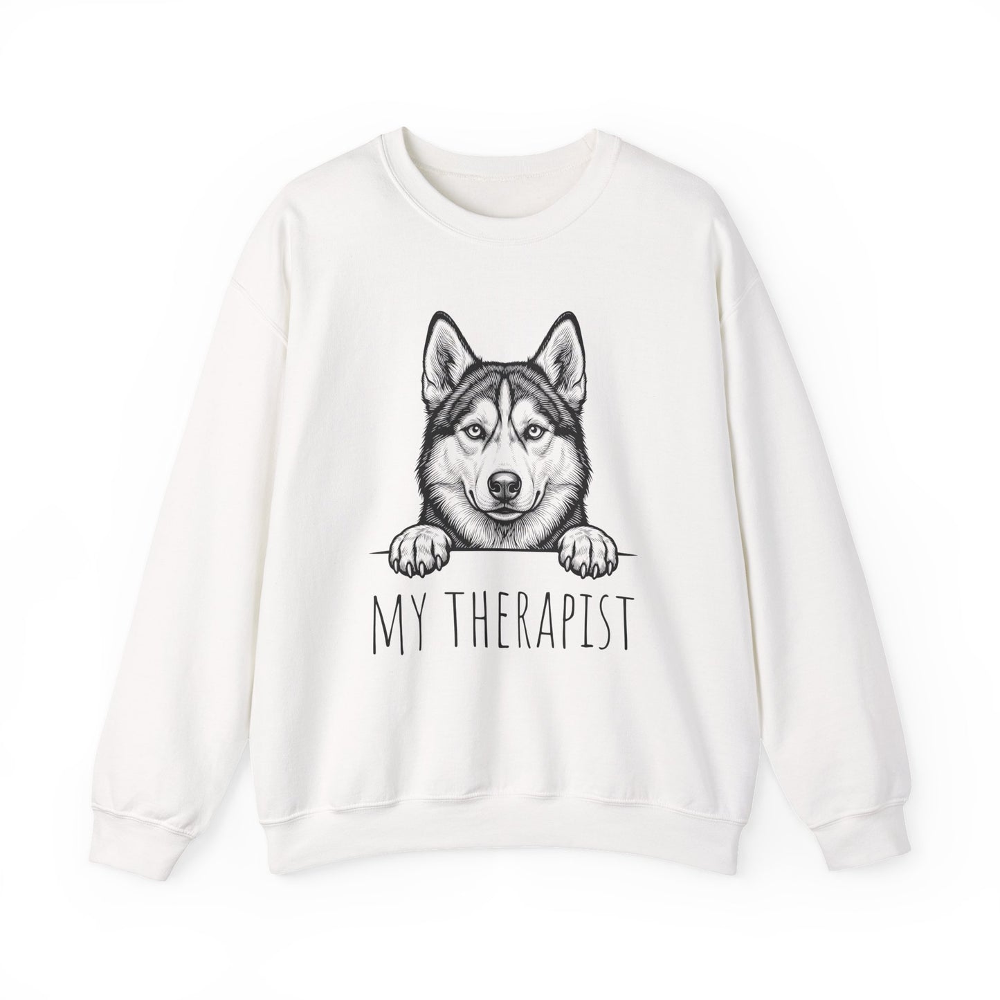 Husky Therapist Crewneck Sweatshirt White