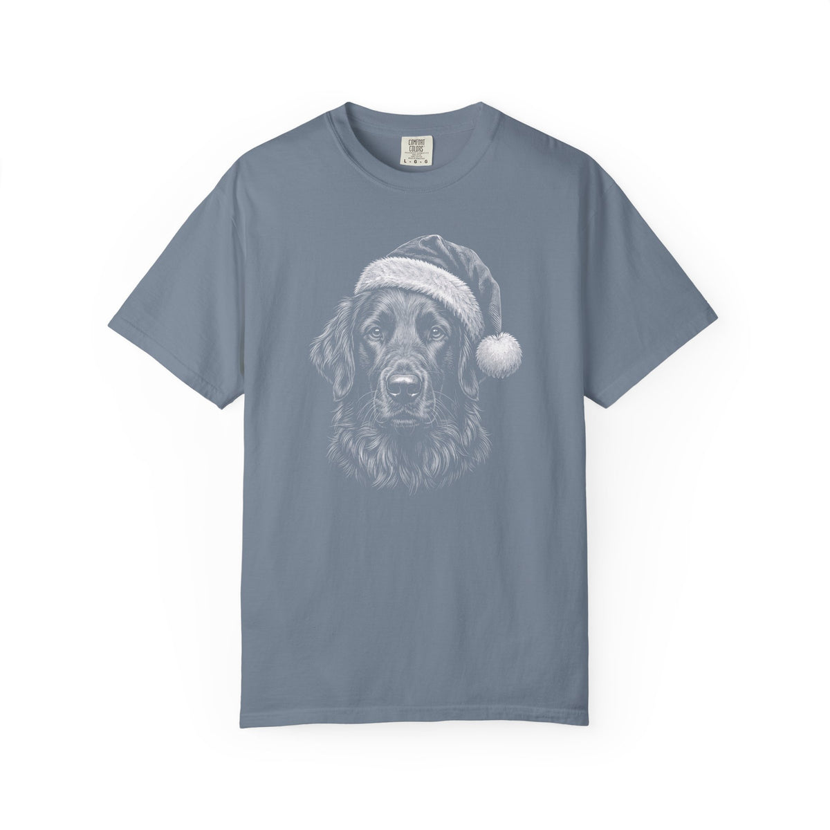 Flat Coated Retriever Christmas Santa Hat Premium Tee Blue Jean