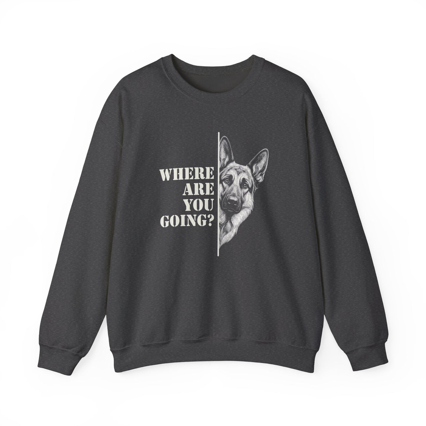 German Shepherd Following Crewneck Sweatshirt Dark Heather