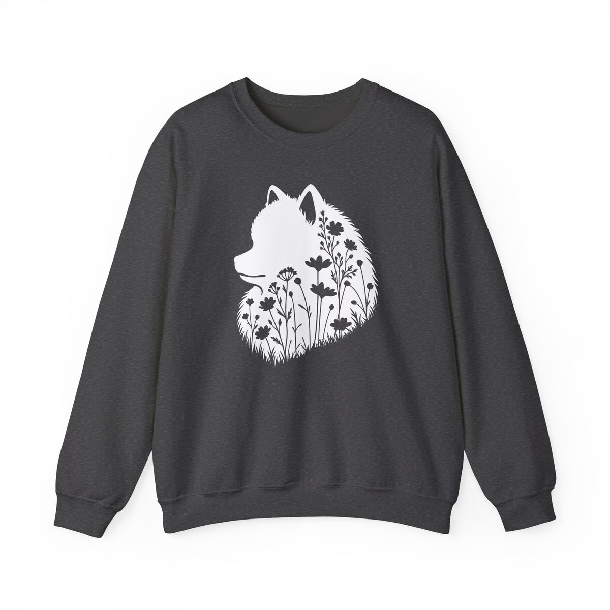 Pomeranian Flowers Crewneck Sweatshirt