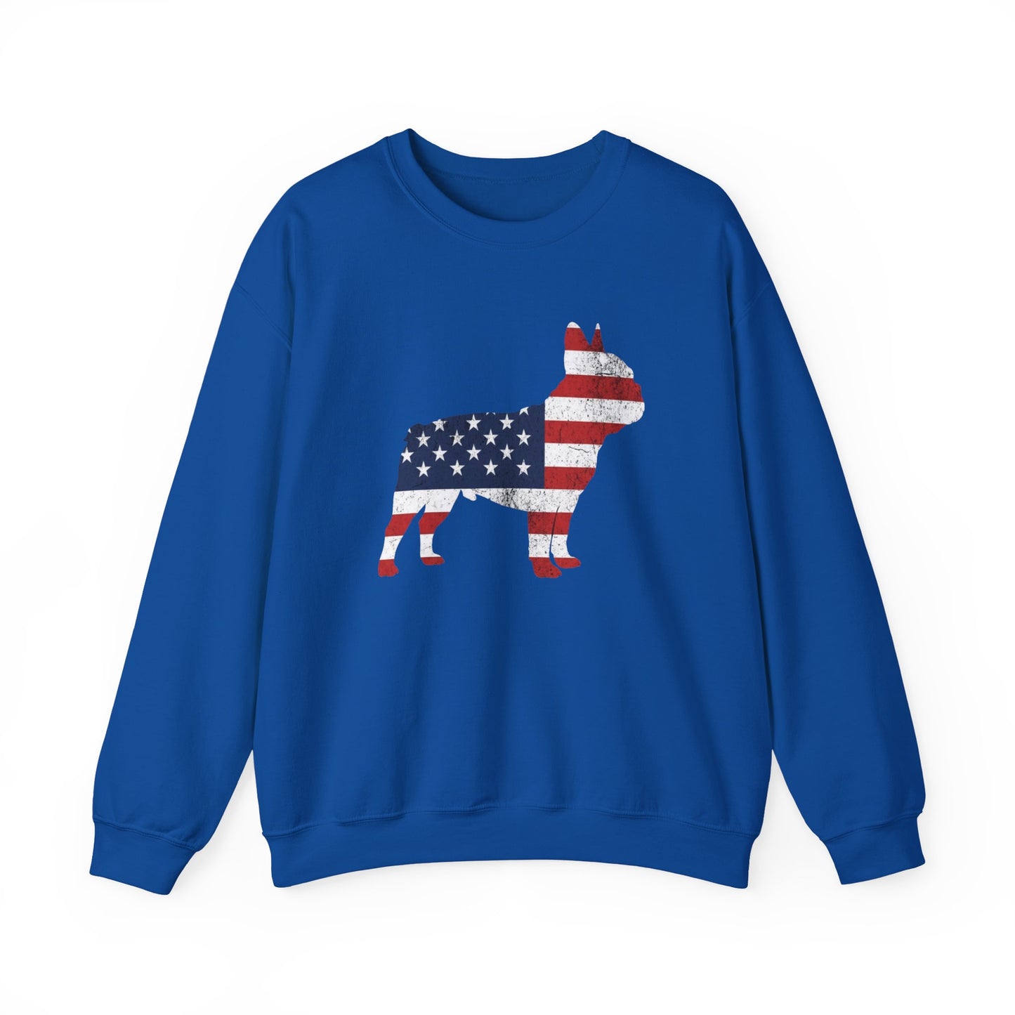 French Bulldog Silhouette USA Crewneck Sweatshirt Royal