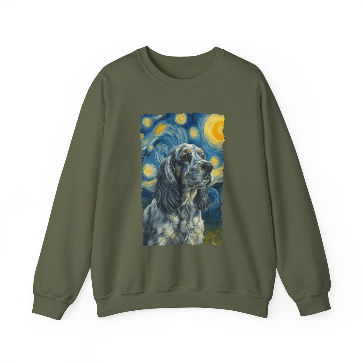 Blue Roan Cocker Spaniel Starry Night Crewneck Sweatshirt