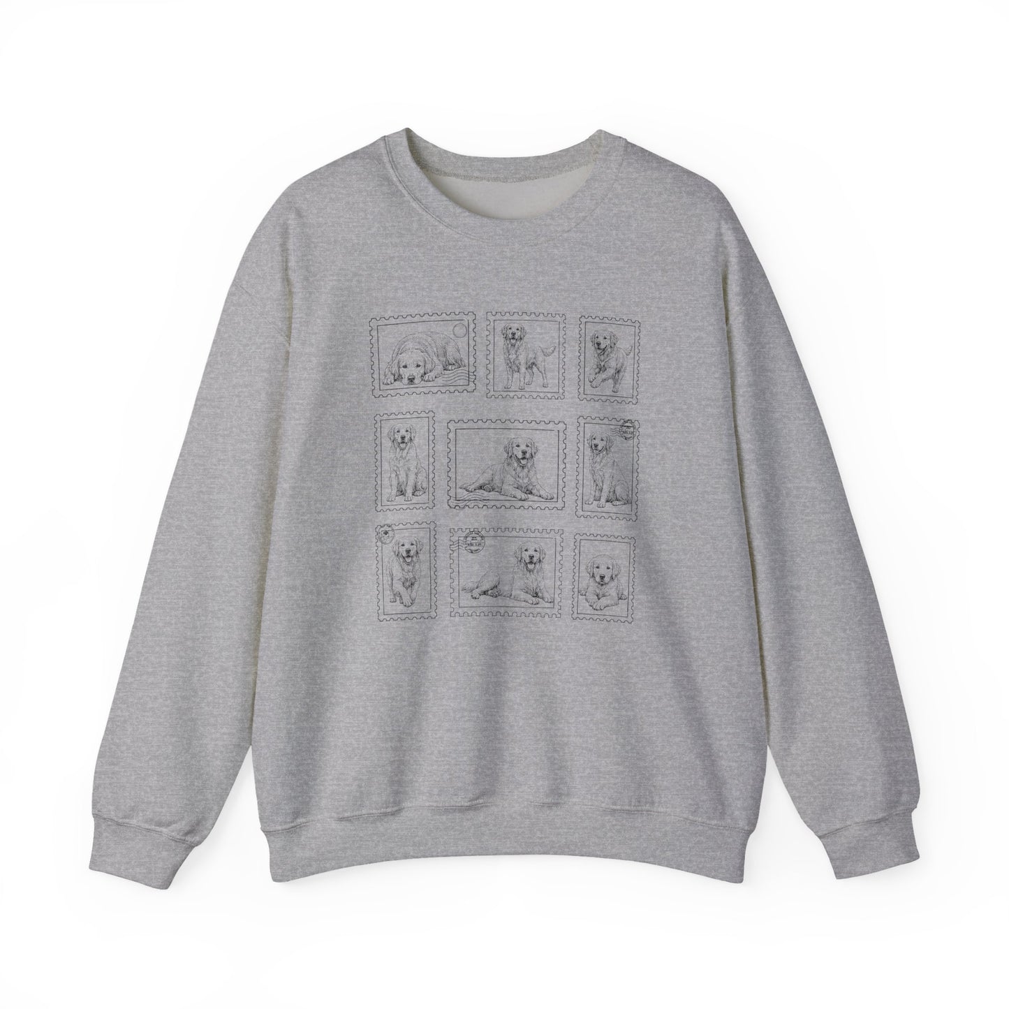 Golden Retriever Stamps Crewneck Sweatshirt Sport Grey