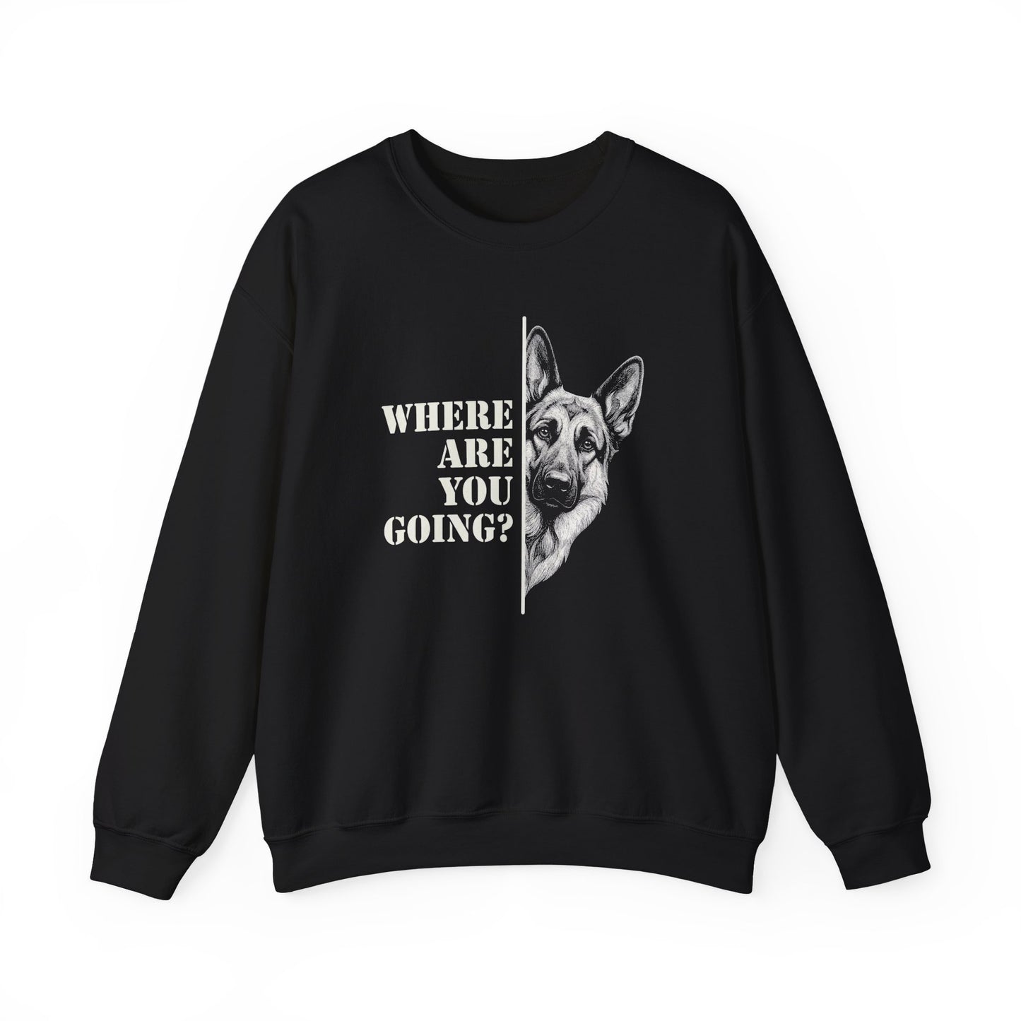 German Shepherd Following Crewneck Sweatshirt Black