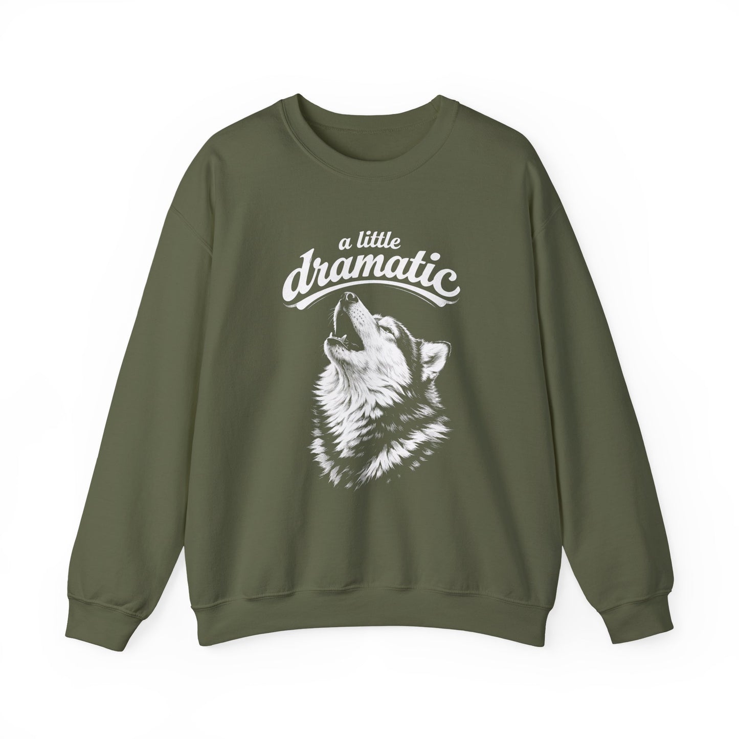 Dramatic Husky Crewneck Sweatshirt Military Green