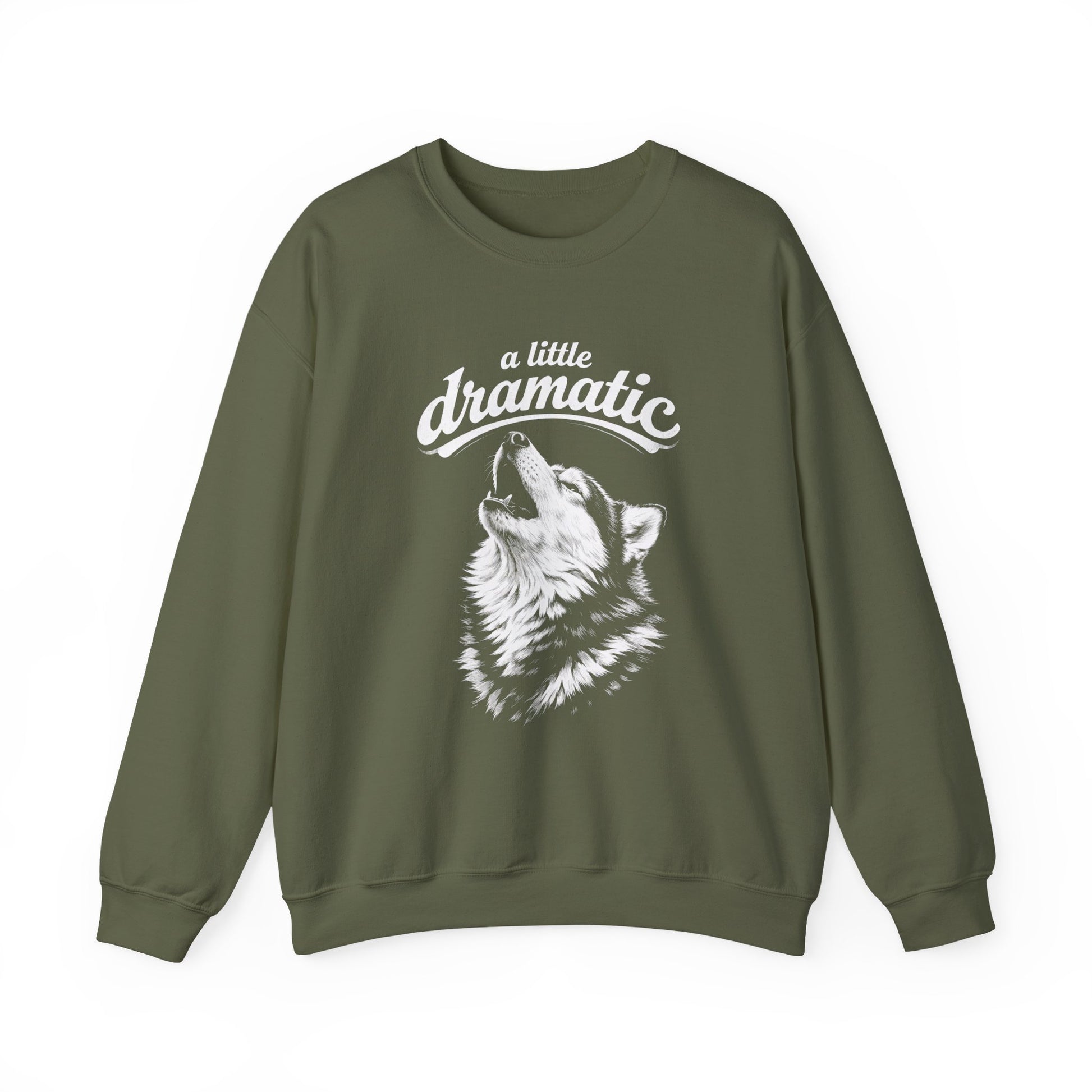Dramatic Husky Crewneck Sweatshirt Military Green