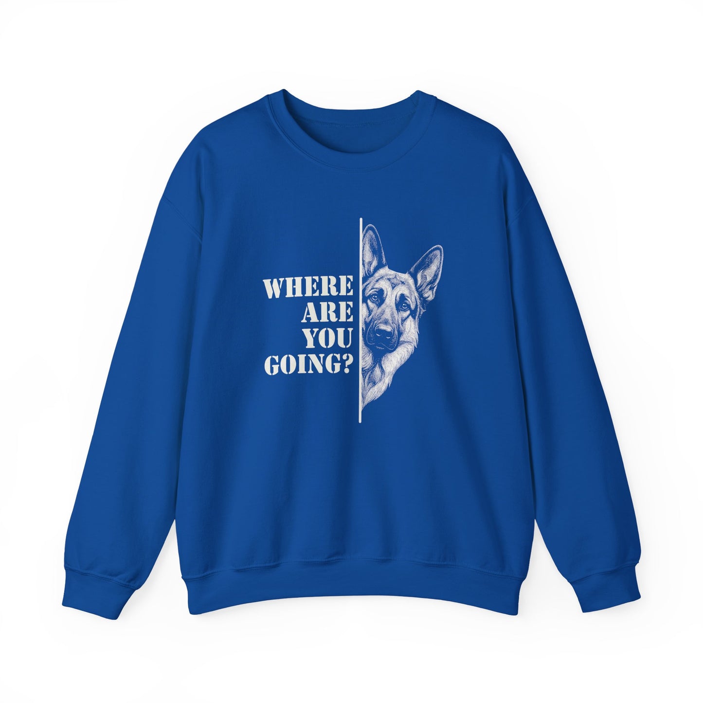 German Shepherd Following Crewneck Sweatshirt Royal