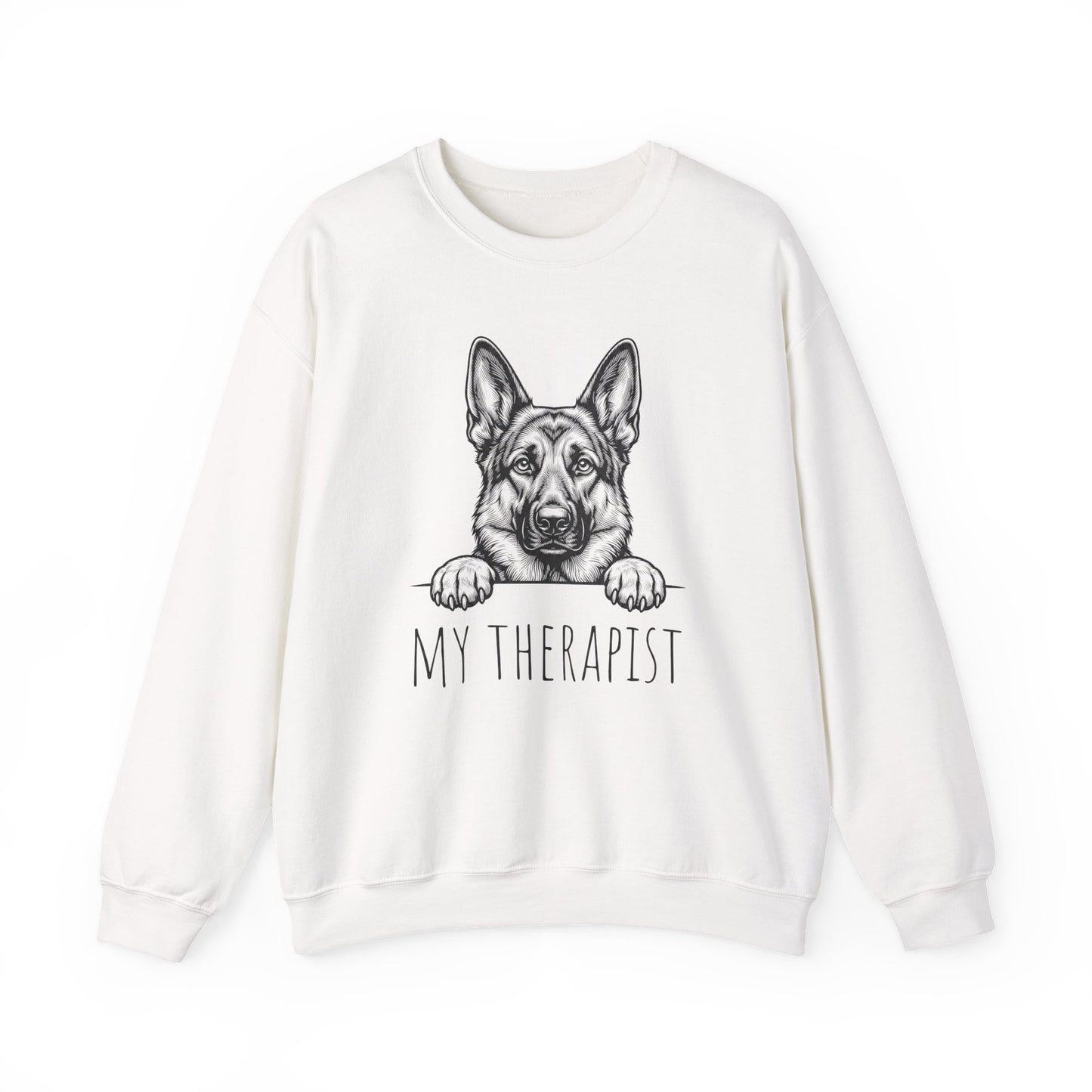 German Shepherd Theraphist Crewneck Sweatshirt White