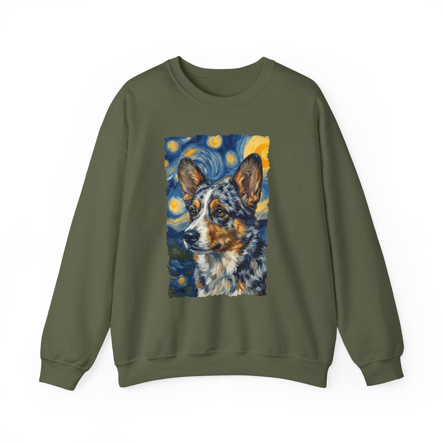 Cardigan Welsh Corgi Blue Merle Van Gogh Crewneck Sweatshirt
