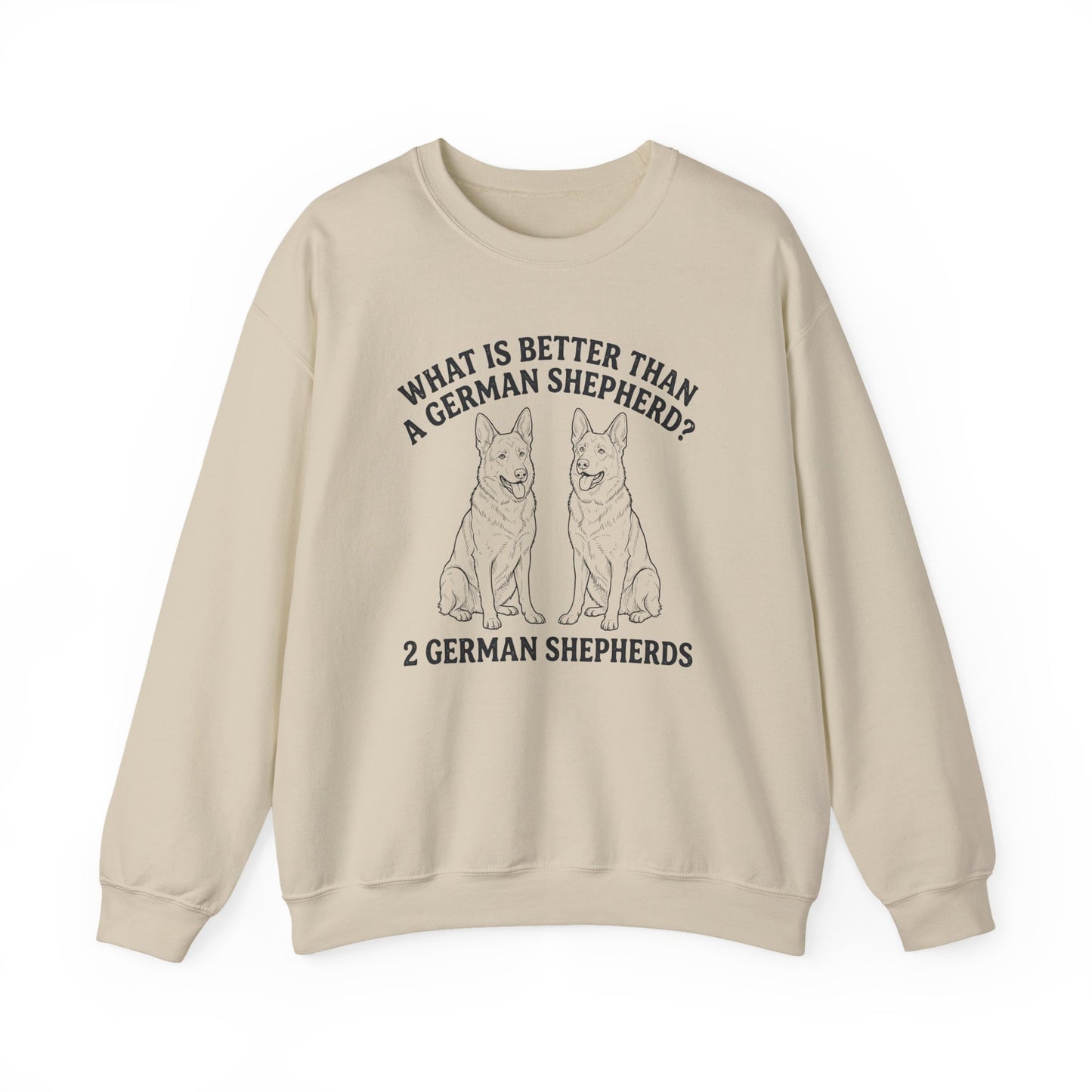 2 German Shepherds Crewneck Sweatshirt Sand