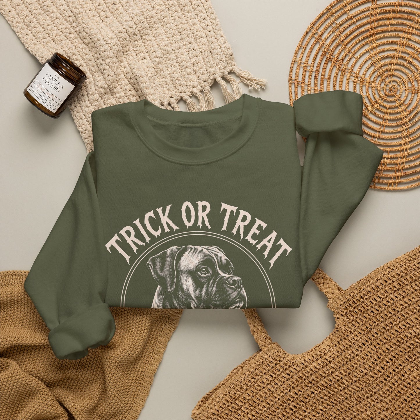 Boxer Trick or Treat Halloween Crewneck Sweatshirt