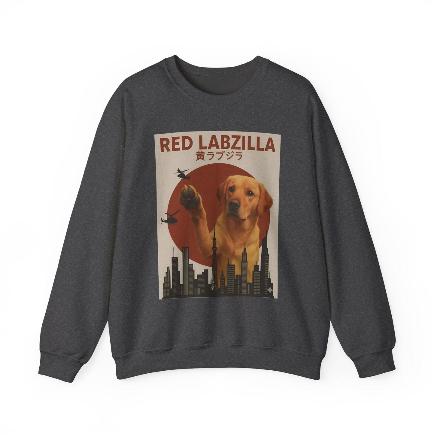 Red Labzilla Crewneck Sweatshirt Dark Heather