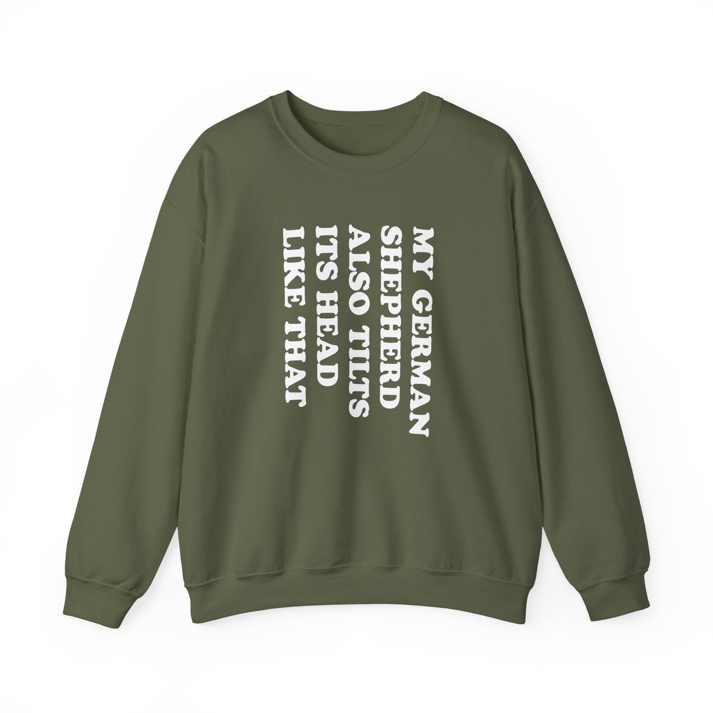 Tilt German Shepherd Crewneck Sweatshirt Military Green
