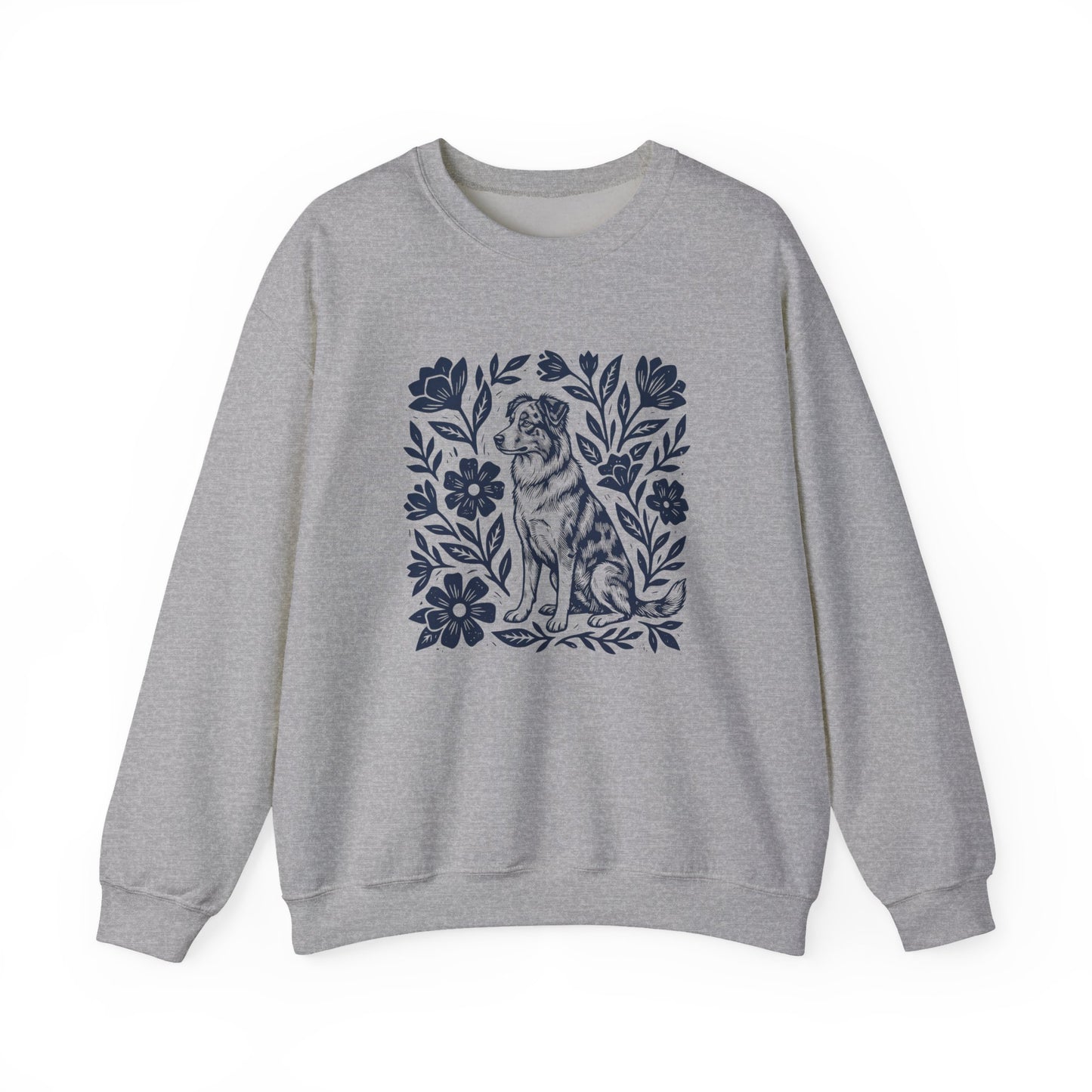 Australian Shepherd Linocut Crewneck Sweatshirt