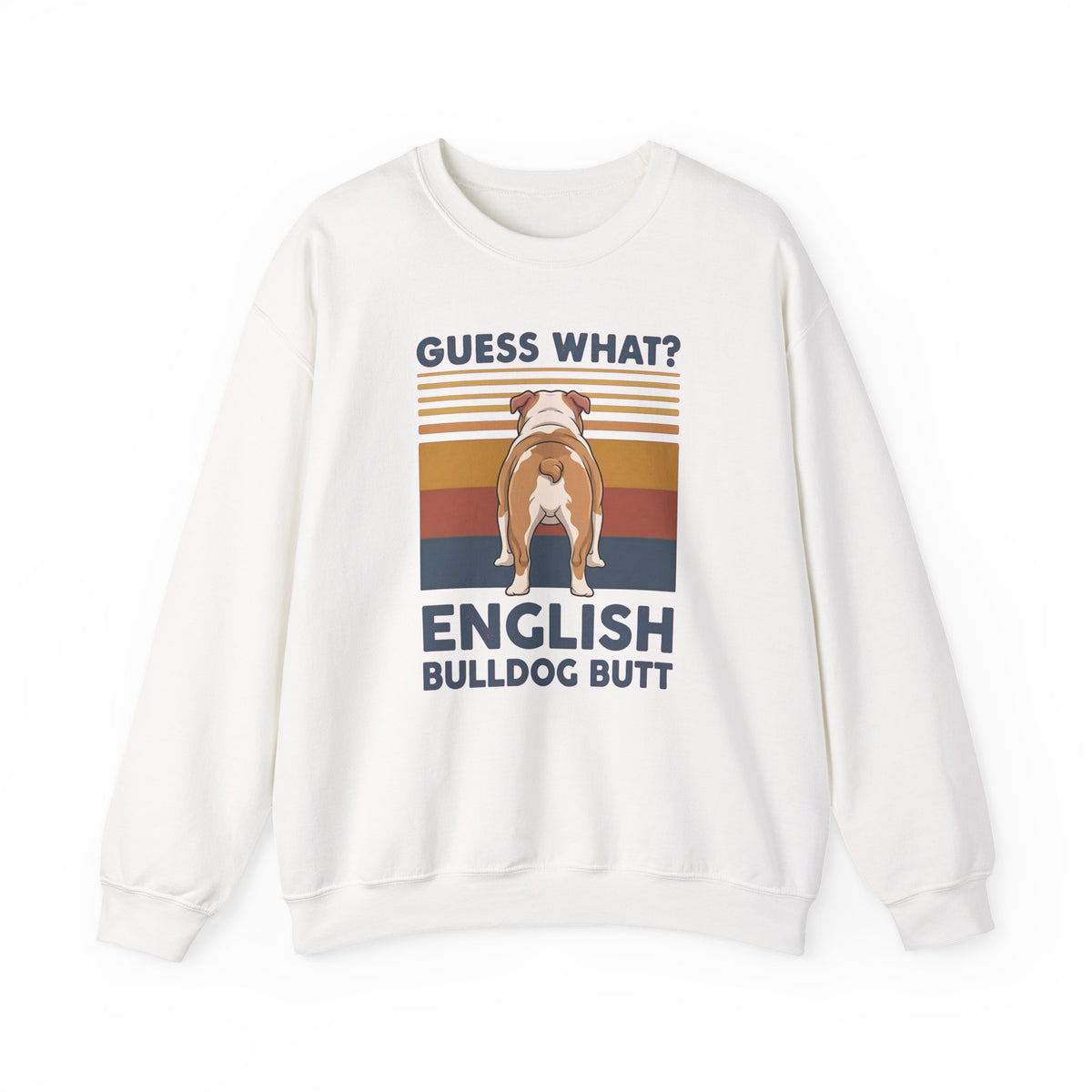 English Bulldog Butt Crewneck Sweatshirt White