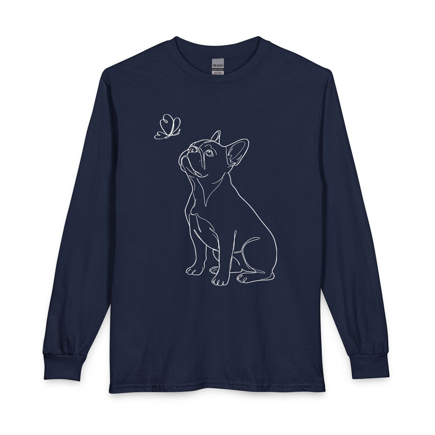 French Bulldog Line Art Long Sleeve Navy