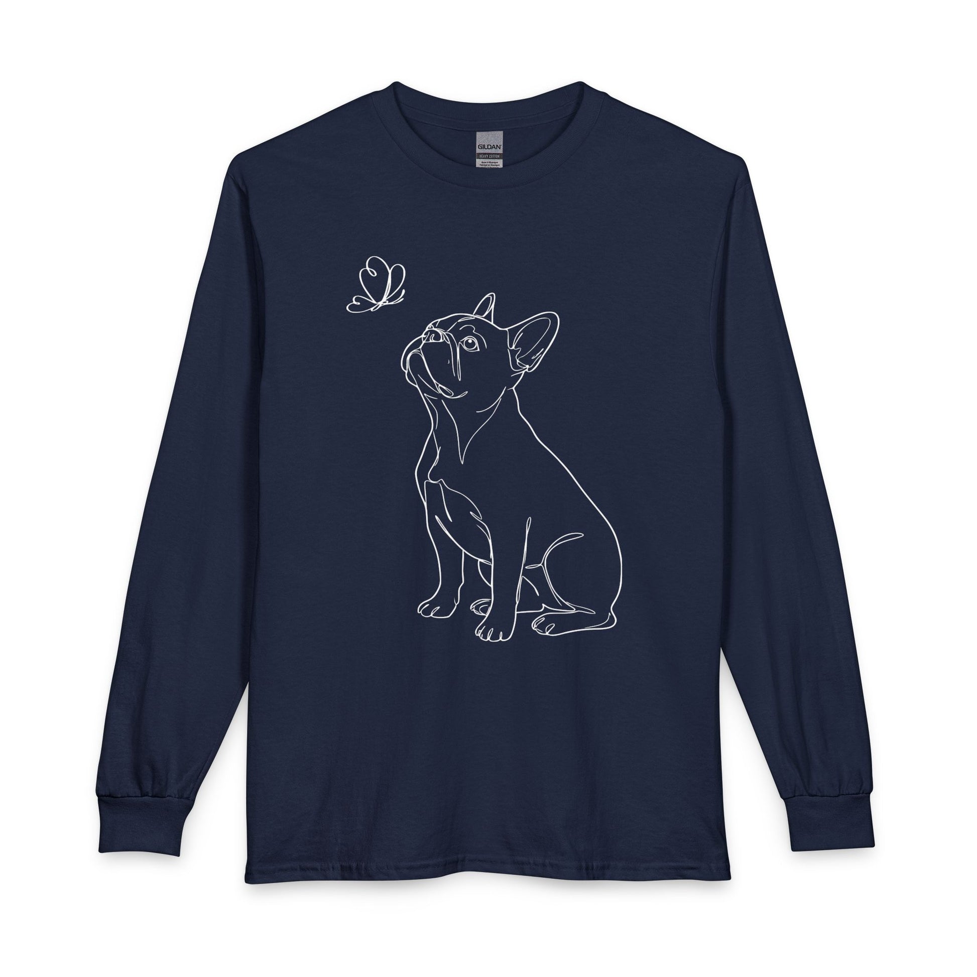 French Bulldog Line Art Long Sleeve Navy
