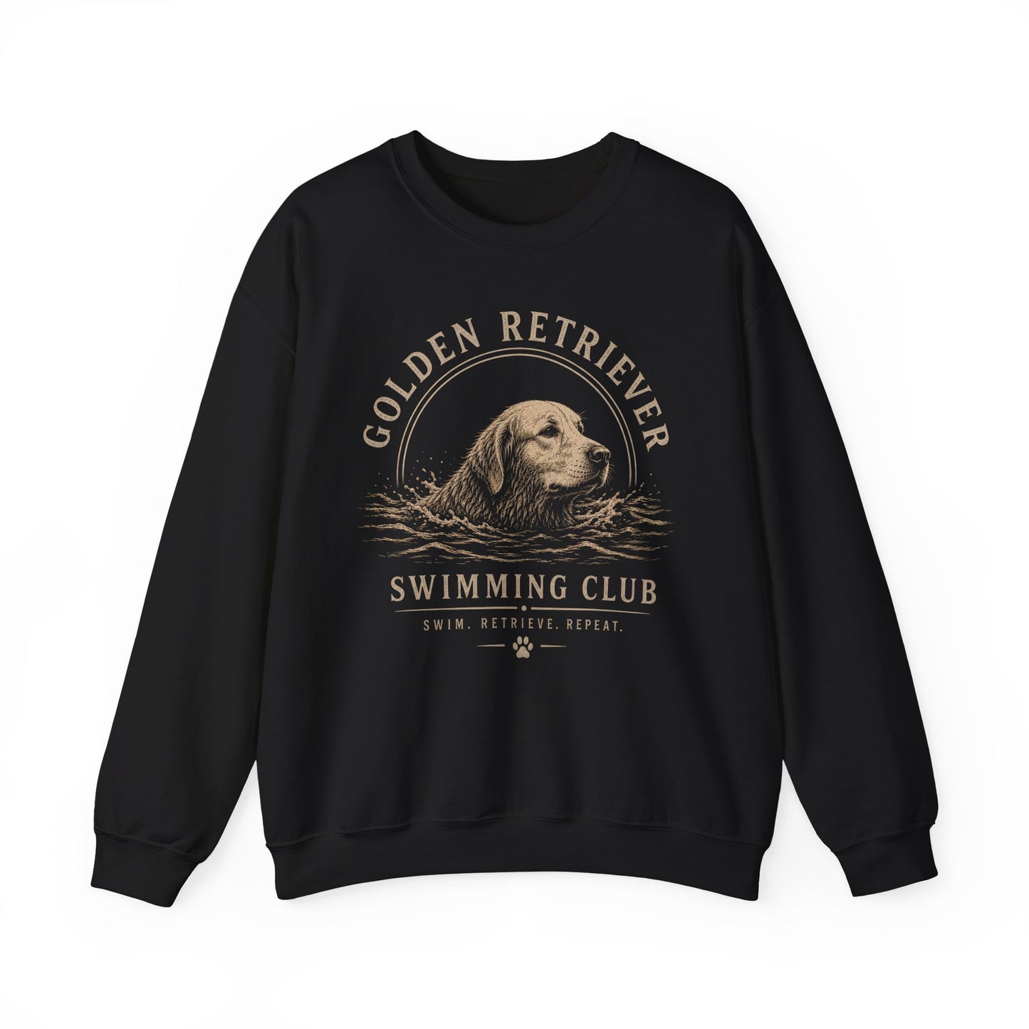Golden Retriever Swimming Club Crewneck Sweatshirt Black