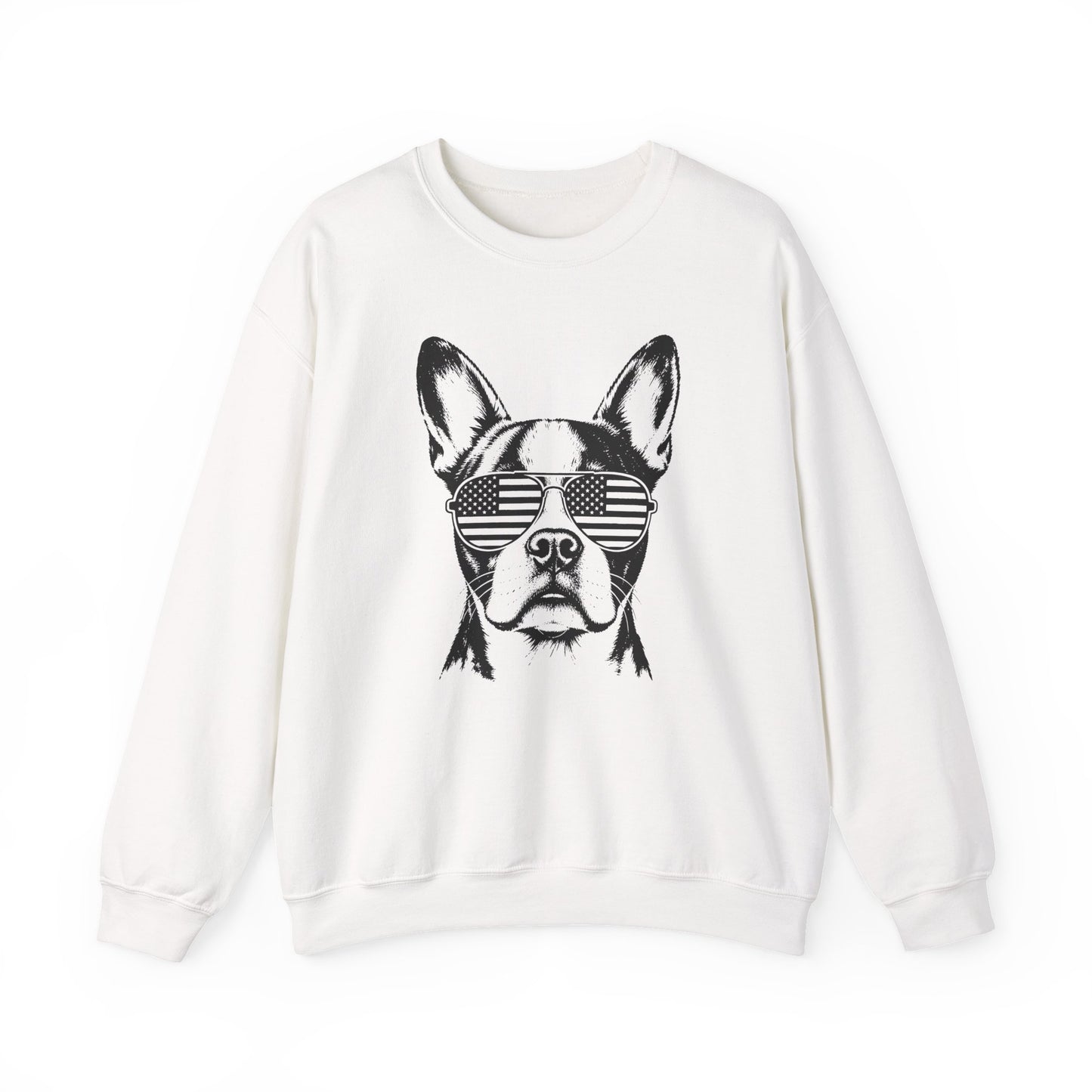 Boston Terrier Flag Shades Crewneck Sweatshirt