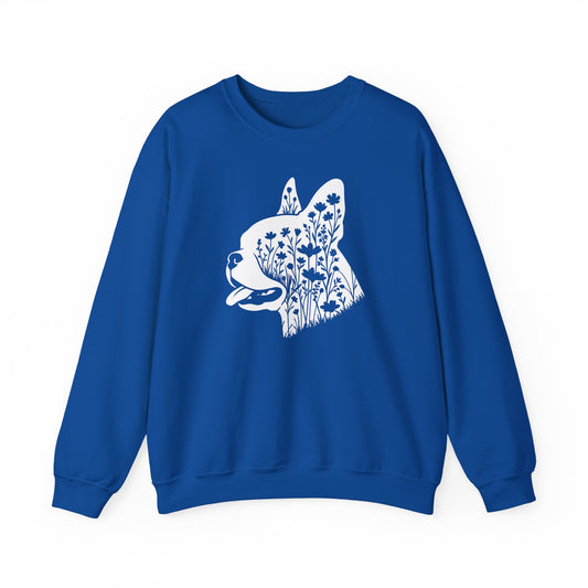 Boston Terrier Flowers Crewneck Sweatshirt