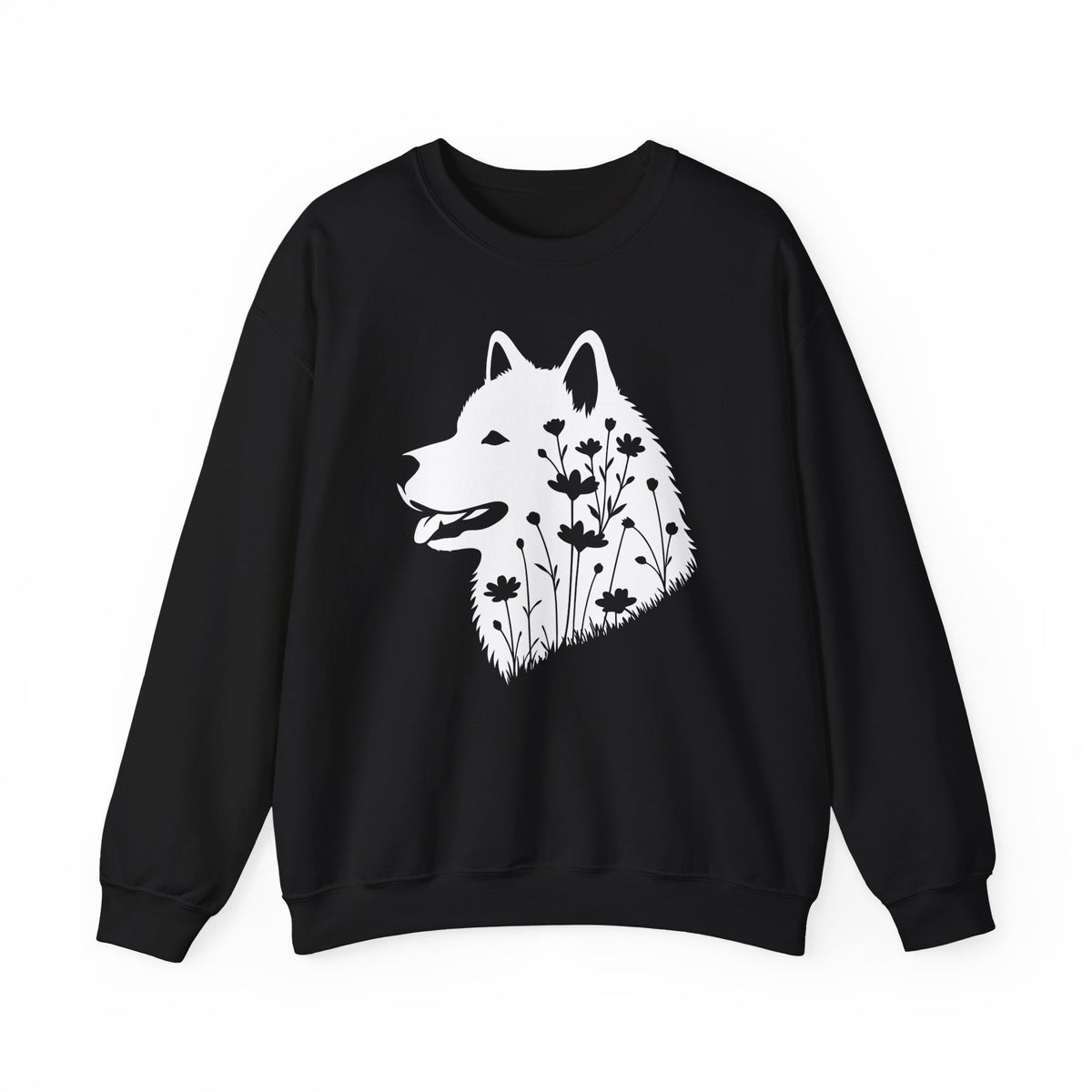 Alaskan Malamute Flowers Crewneck Sweatshirt