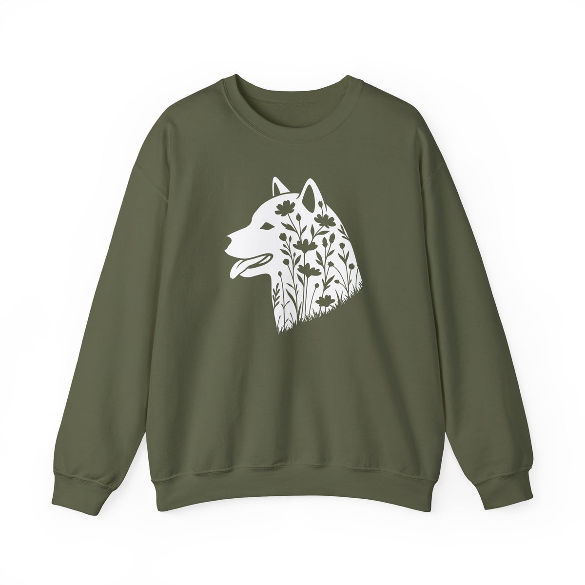 Shiba Inu Flowers Crewneck Sweatshirt